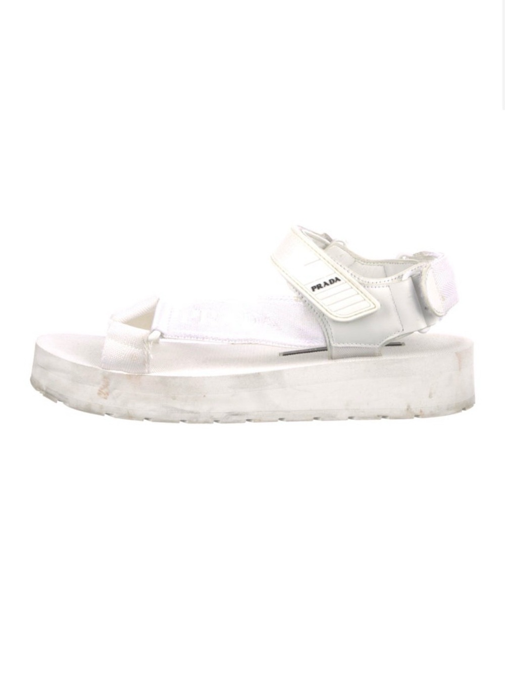 Prada White Platform Sport Sandal with Velcro Straps